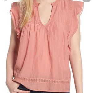 Lucky Brand Sleeveless Pintuck Ruffle Blouse